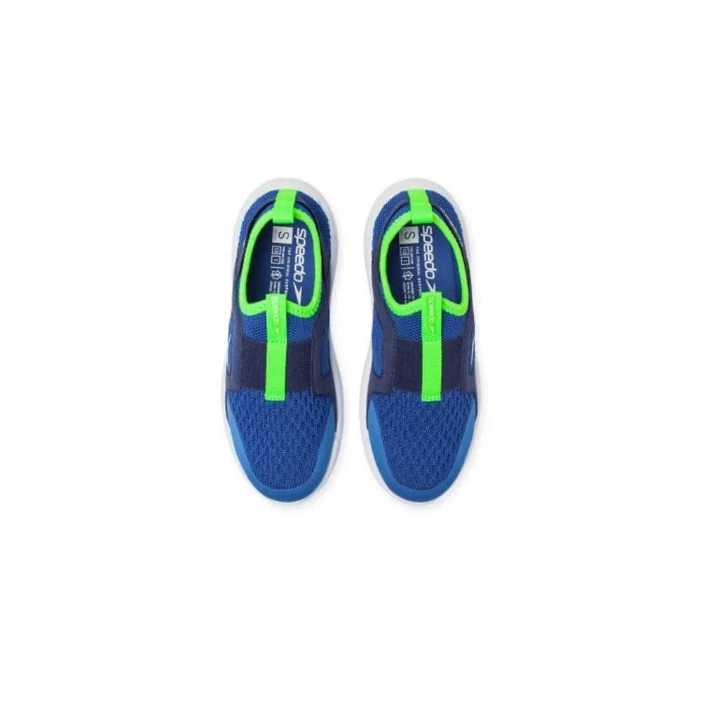 Speedo Junior‎ Aqua Sock Boys Water Shoes Blue Lime Green Size Large L 4-5 NEW